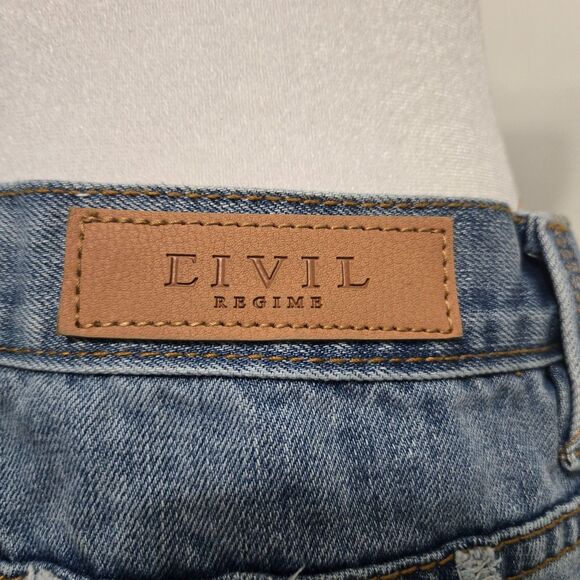 Civil Regime Distressed Denim Bermuda Shorts – 100% Cotton, Raw Hem, Size W30 - Picture 11 of 16